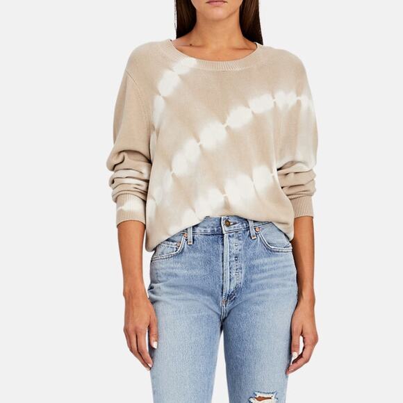 VERONICA BEARD Nikasha Tie-Dye Cotton Sweater Beige White {3R10} - Picture 1 of 8